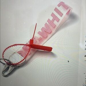 Off-White Pink and White Keychain NwT